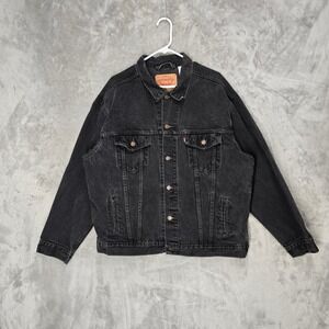Levi's Mens Black Denim Trucker Jacket Size XXL 100% Cotton Made in Columbia